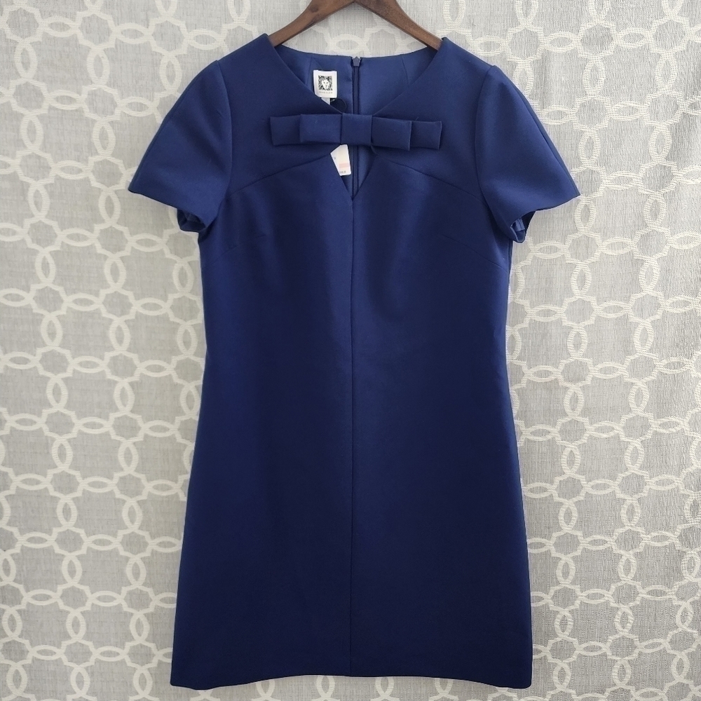 COPY - NWT Anne Klein Scuba Keyhole Bow front short sleeve Sheath Dress 10